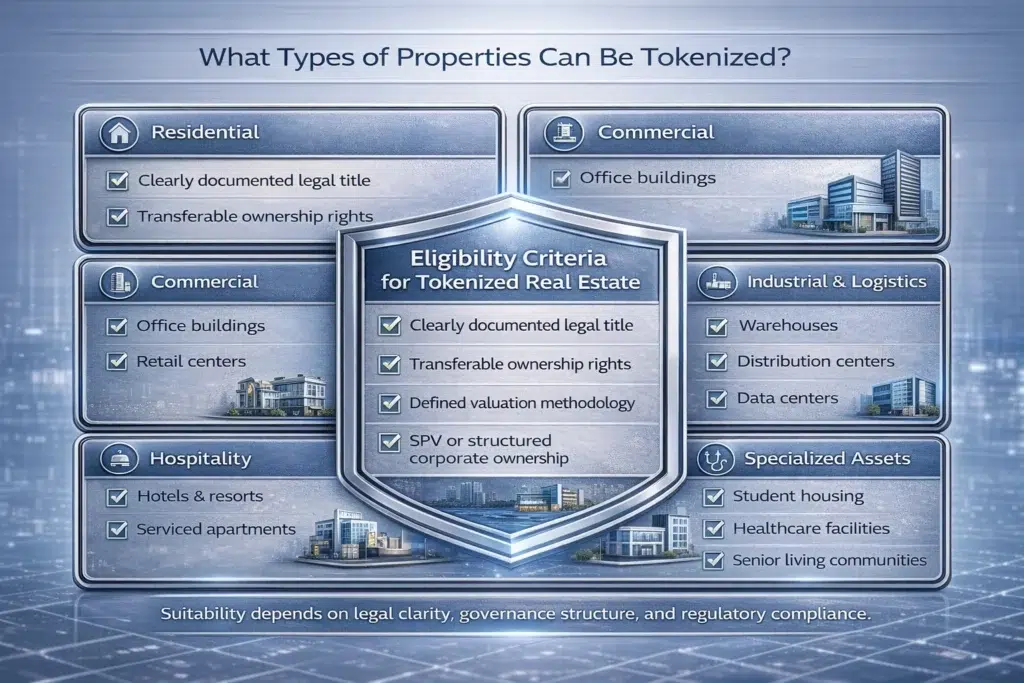 Tokenizable real estate asset categories
