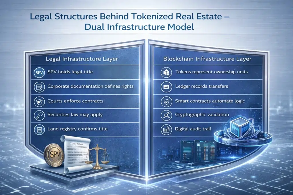Tokenized real estate legal and blockchain model